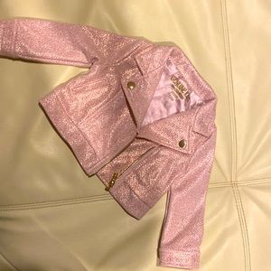 Super Cute Sparkling  Moto Jacket , Pink &Gold , Size 12 Month